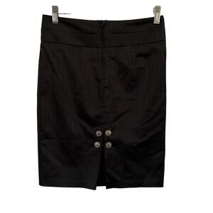 Wet Seal Juniors Size S Black Satin Pinstripe Pencil Skirt